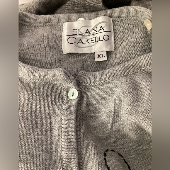 HAND MADE DESIGNER CAT CARDIGAN SWEATER W/ REMOVABLE FUR COLLAR. SZ XL - Picture 6 of 6